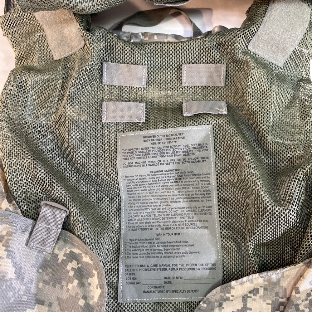 Improved Outer Tactical Vest no inserts Size 3XL NSN: 8470-01-551-7713
