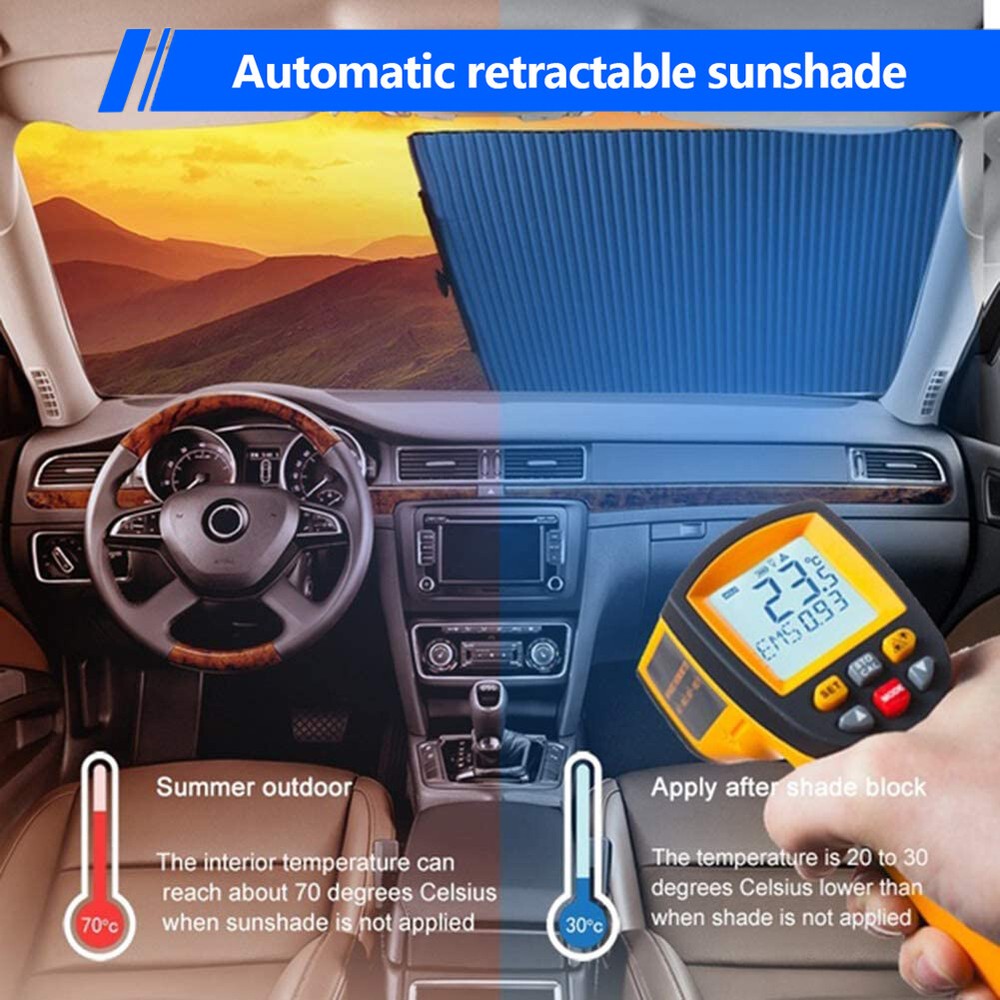 Front Car Retractable Windshield Sun Shade Visor SUV Window Folding Block Cover