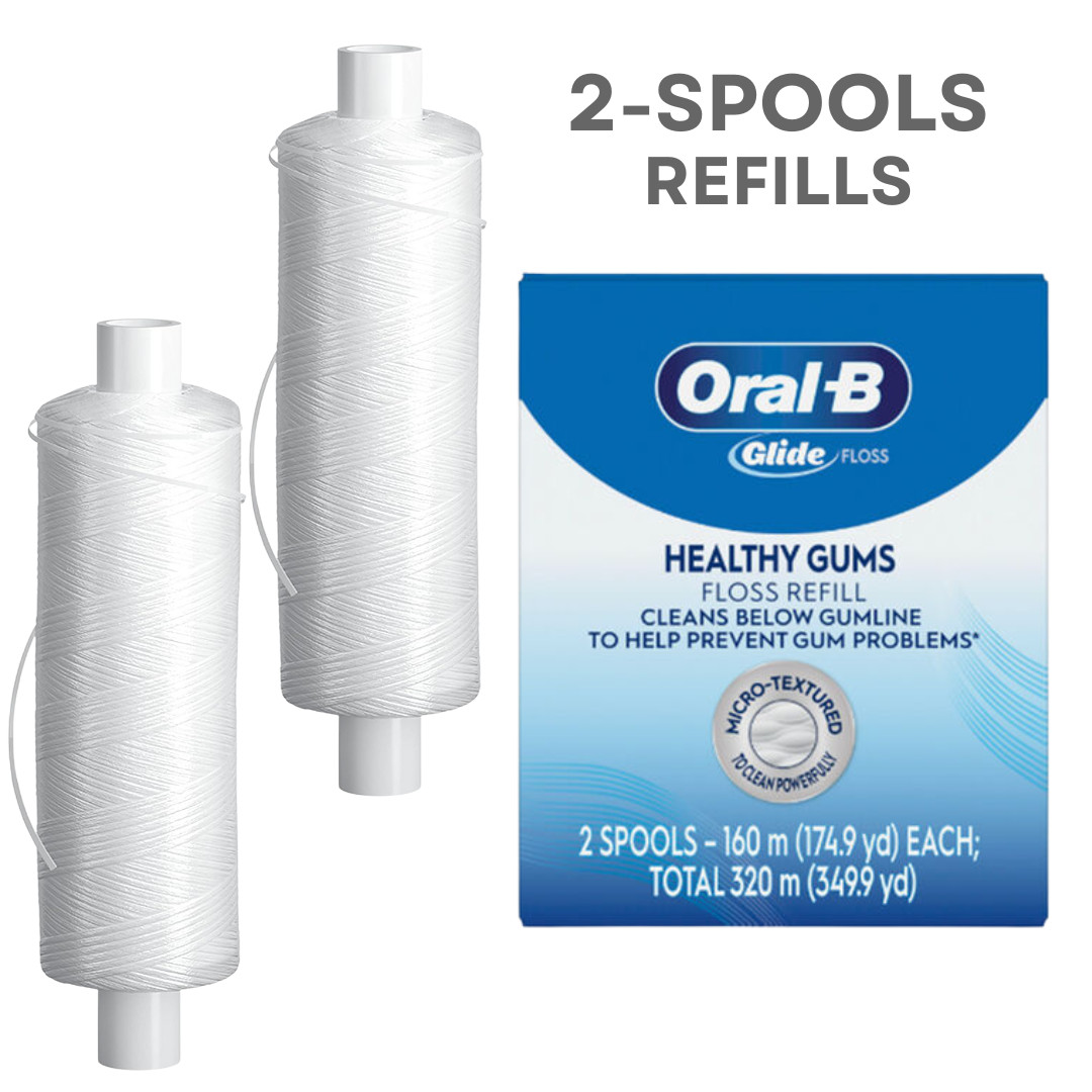 NEW VERSION! Oral-B Glide Floss Refills, 2 Spools - Unflavored, Micro Textured