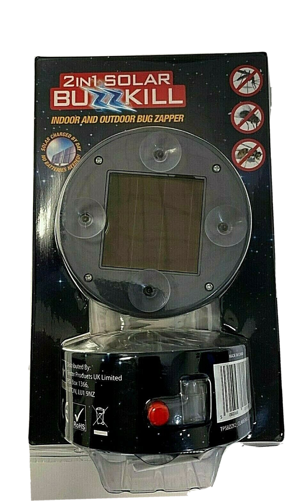 2 IN 1 SOLAR BUZZKILL INDOOR AND OUTDOOR BUG ZAPPER - 2 PACK