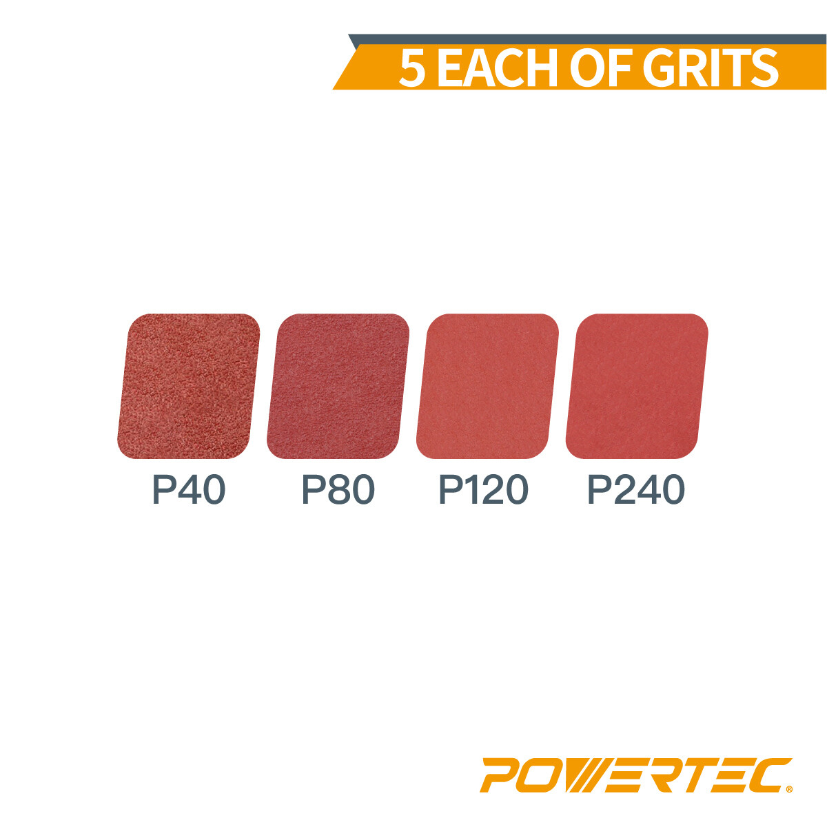 POWERTEC 3x21" Sanding Belt Assortment 20PK-5 Each of 40, 80, 120, 240 Grits