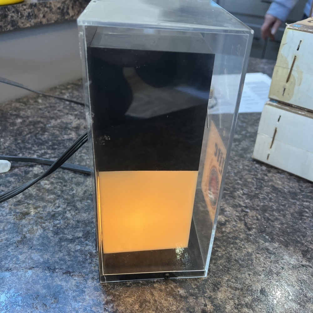Vintage MILLER LITE Beer Cube Clock with Light ~ WORKS