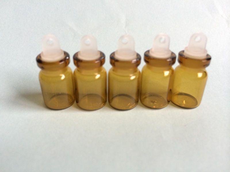 1ml 100pcs Brown Empty Sample Glass Bottles with Plastic Lid Bottle