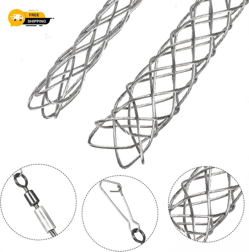 2 Pcs 1/2 Inch Wire Pulling Grip Mesh Cable Pulls Cable Pulling Grip Sock Metal