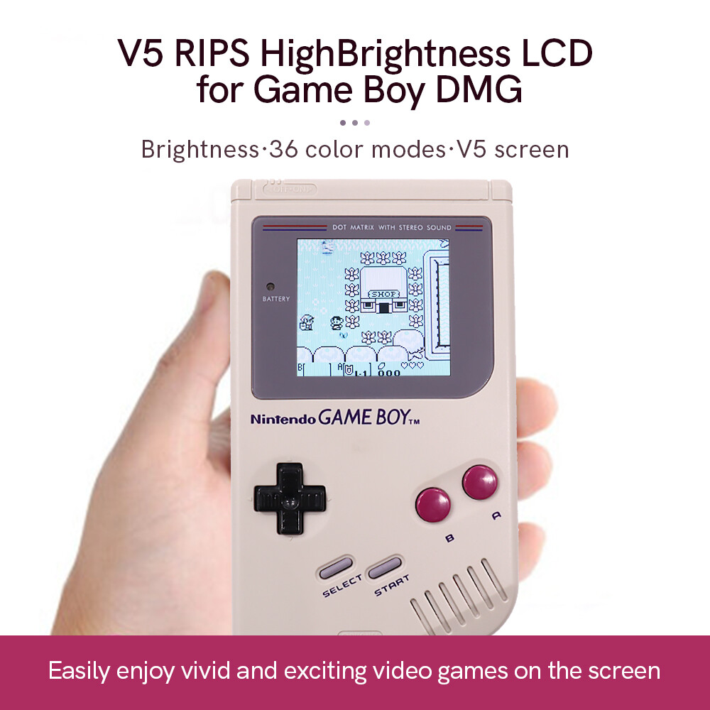 Full Size IPS V3 Backlight Backlit LCD For Game Boy DMG GB DMG and 3D Bracket