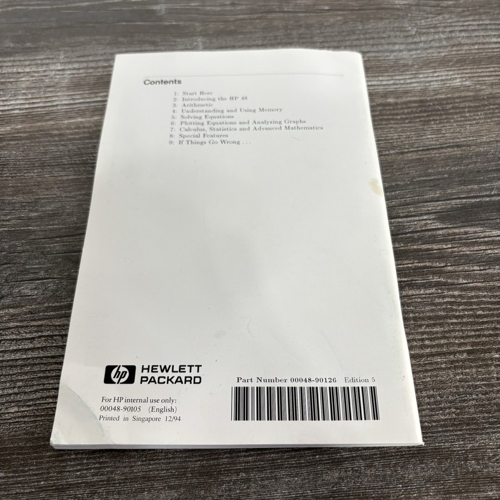 hp 48g series Quick Start guide Only