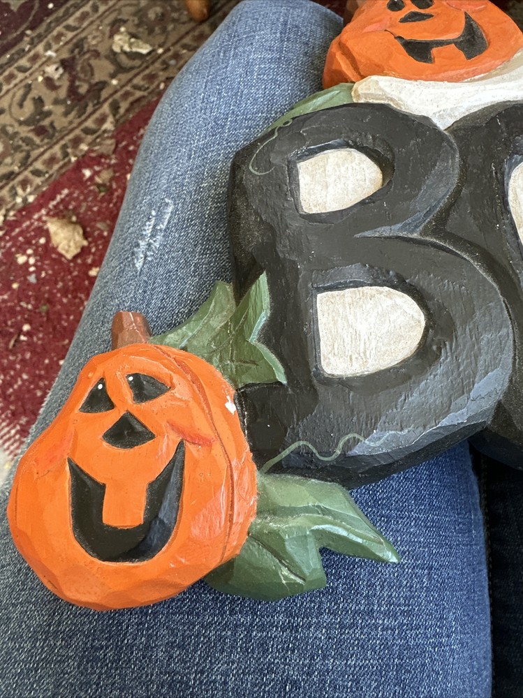 Halloween Ghost & Pumpkins Decor 11” x 10”