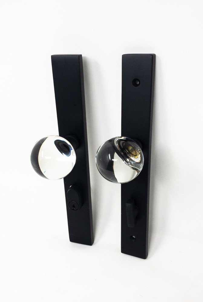 Emtek Stretto Rectangular 11 In Tall Cylinder Slideplate Entry Set, Flat Black
