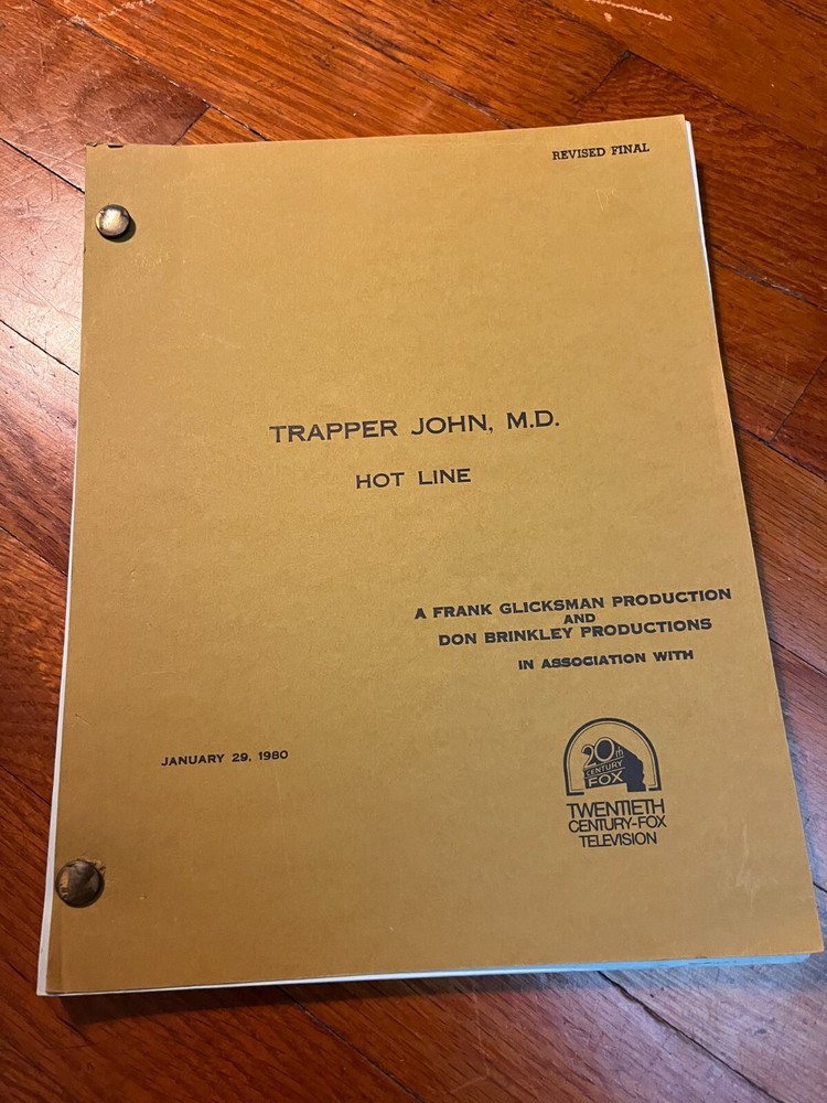 TRAPPER JOHN MD  TV Show Original 1980 Revised Final Shooting Script