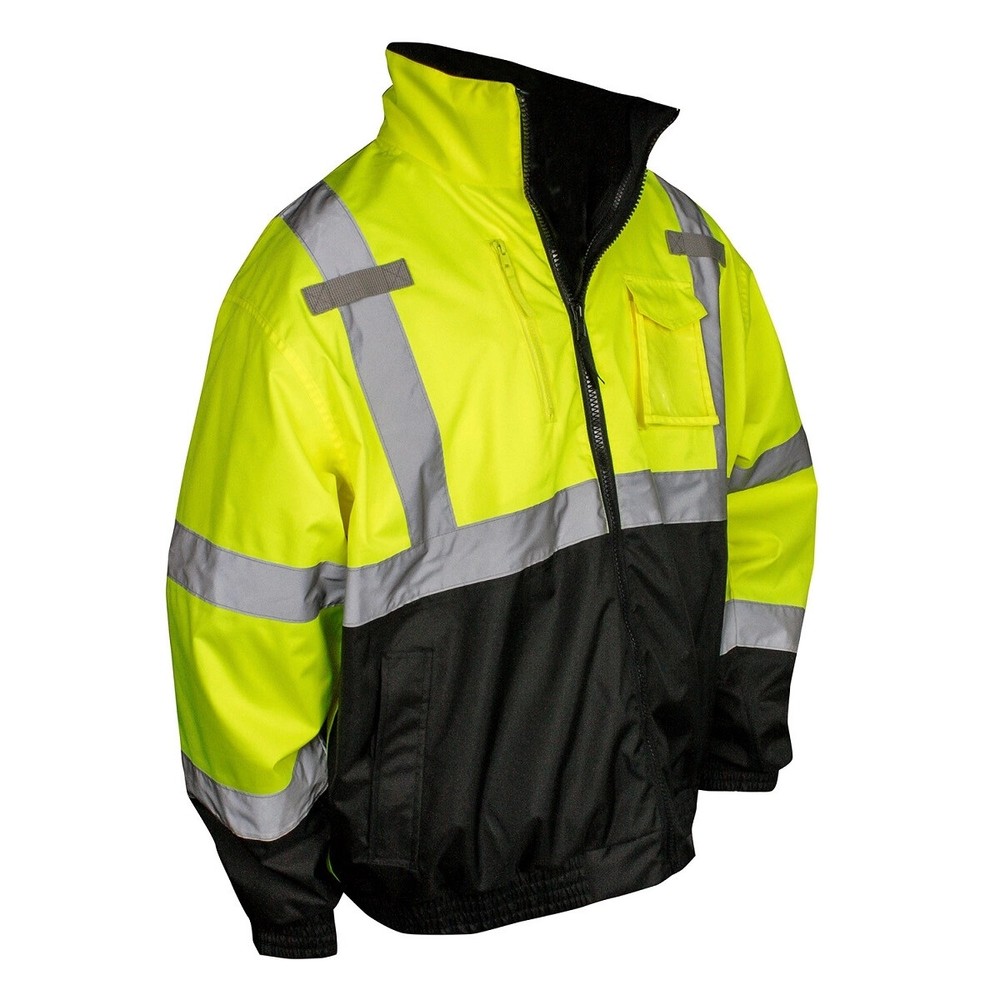 ANSI ISEA CLASS 3 Waterproof Insulated Reflective ROAD WORK Bomber Safety Jacket