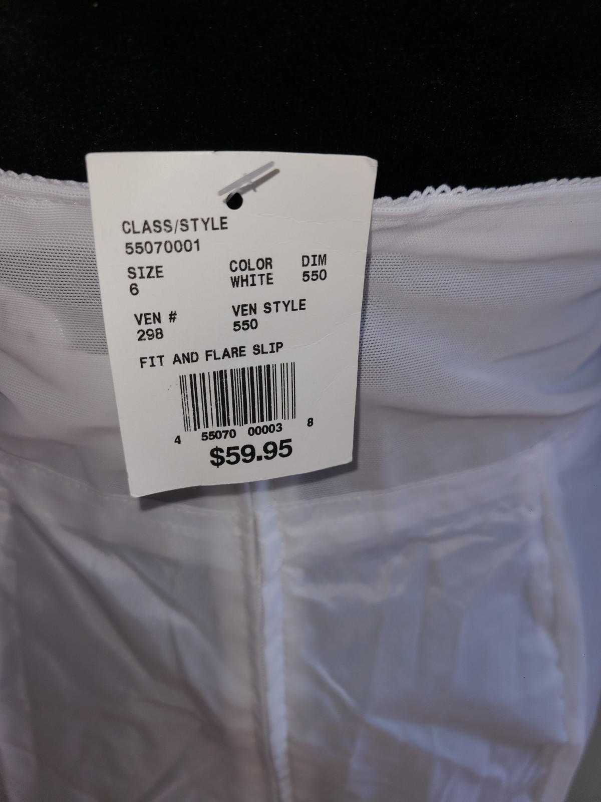 NWT David’s Bridal Fit and Flare Slip SZ 6 White 550 Style Zipper 100% Nylon