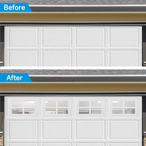 4 Pcs Garage Door Windows, Replacement Vinyl Windows Inserts Kit with Style 1