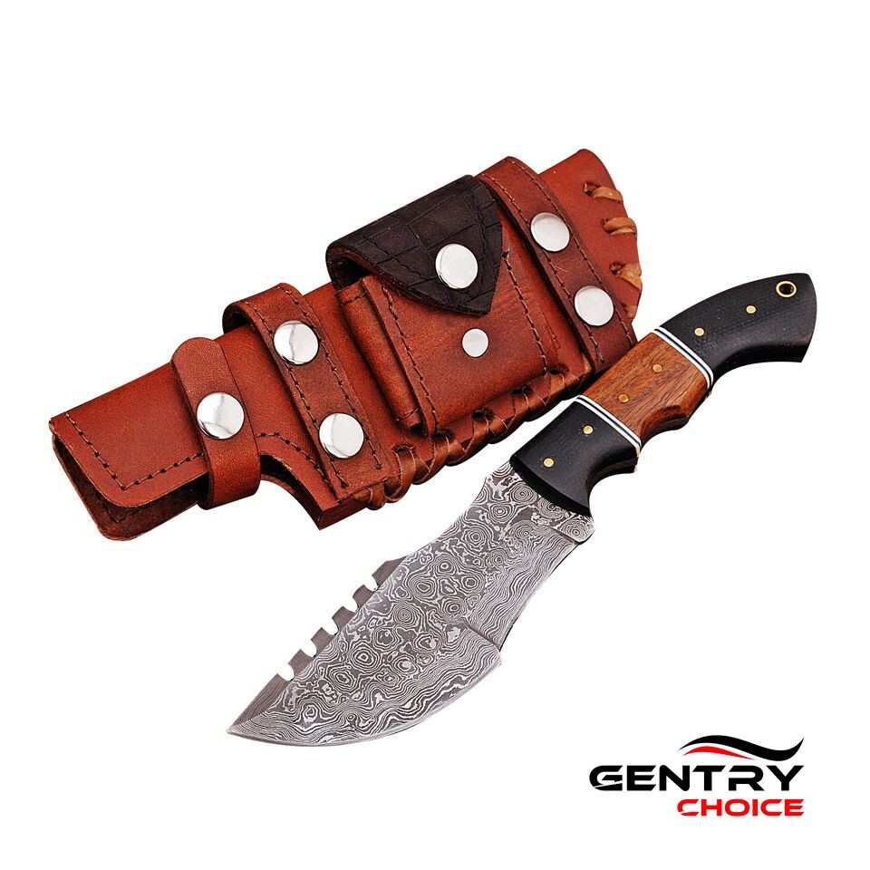 Handmade Tracker knife with Multi Functional Leather Sheath Camel Bone Handle