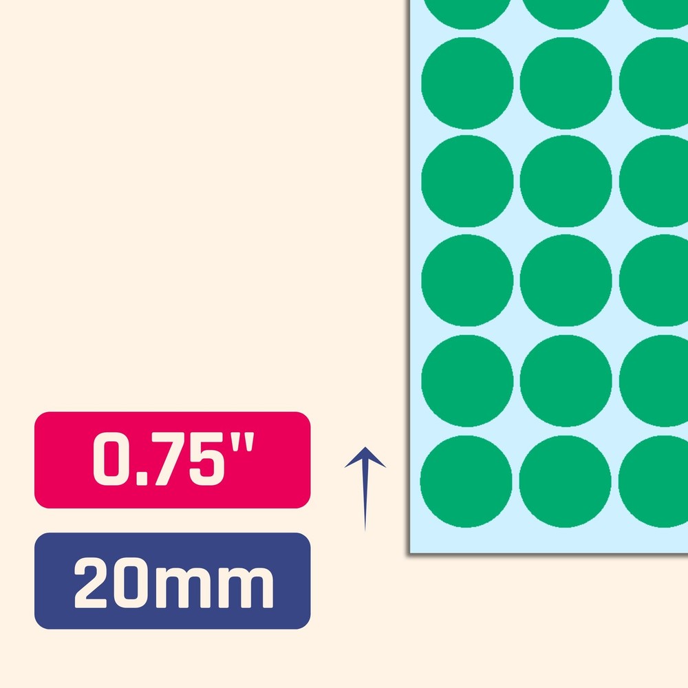2000 Pack, 3/4" Round Dot Stickers Circle Labels - Green 2000