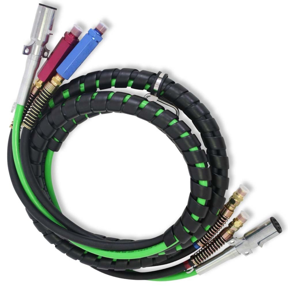 12 Foot 3 In 1 ABS Air Line Hose Electric Cable Wrap Semi Trailer 7 Way