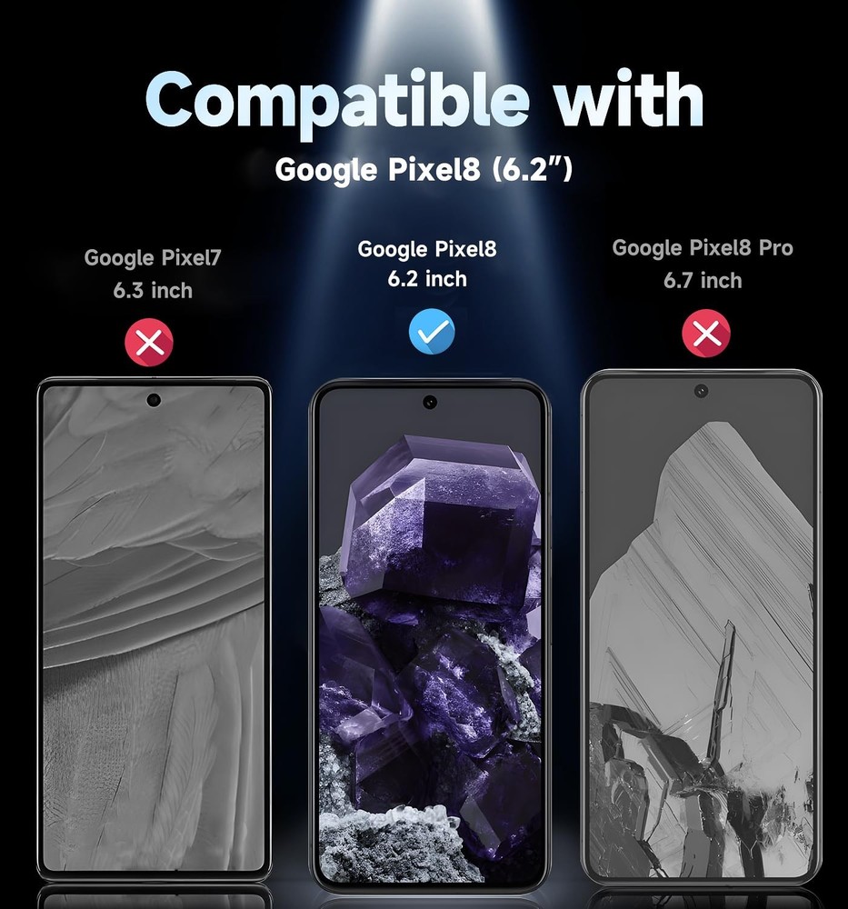 MAGIC JOHN 2 Pack for Google Pixel 8 Tempered Glass 8, Transparent