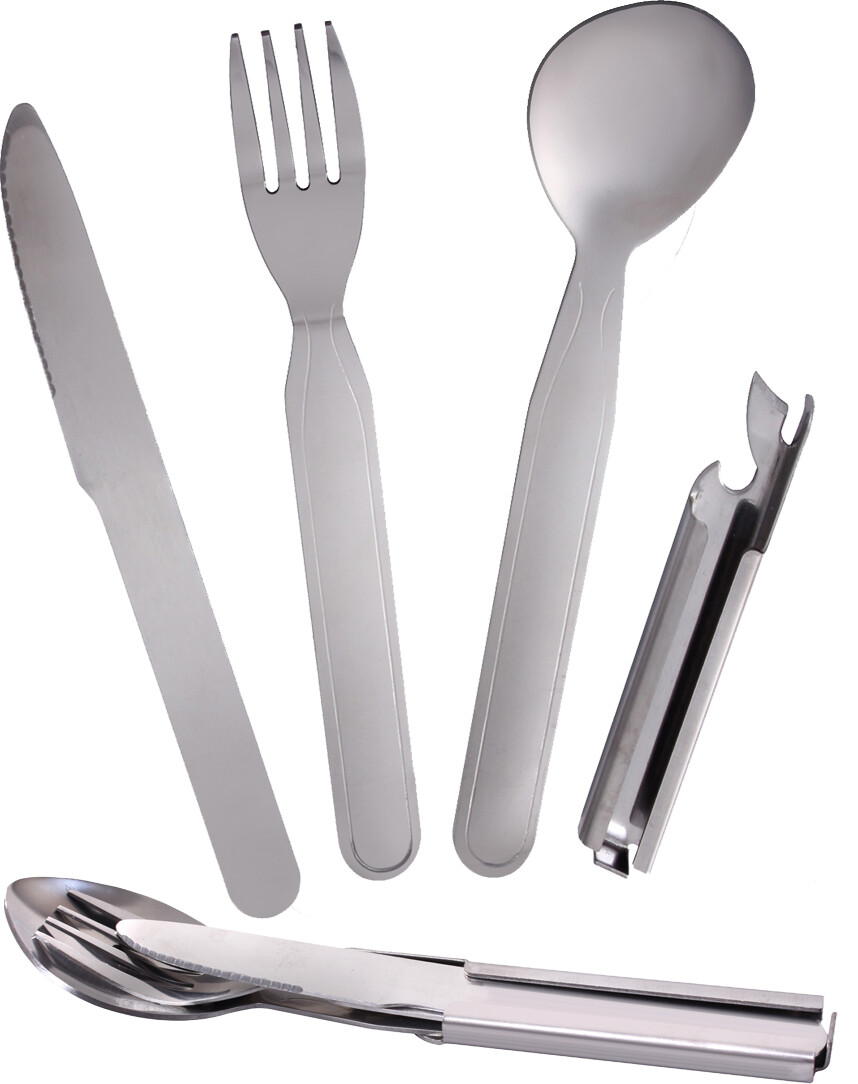 Silver Stainless Steel Military 4 Piece Deluxe Chow Set