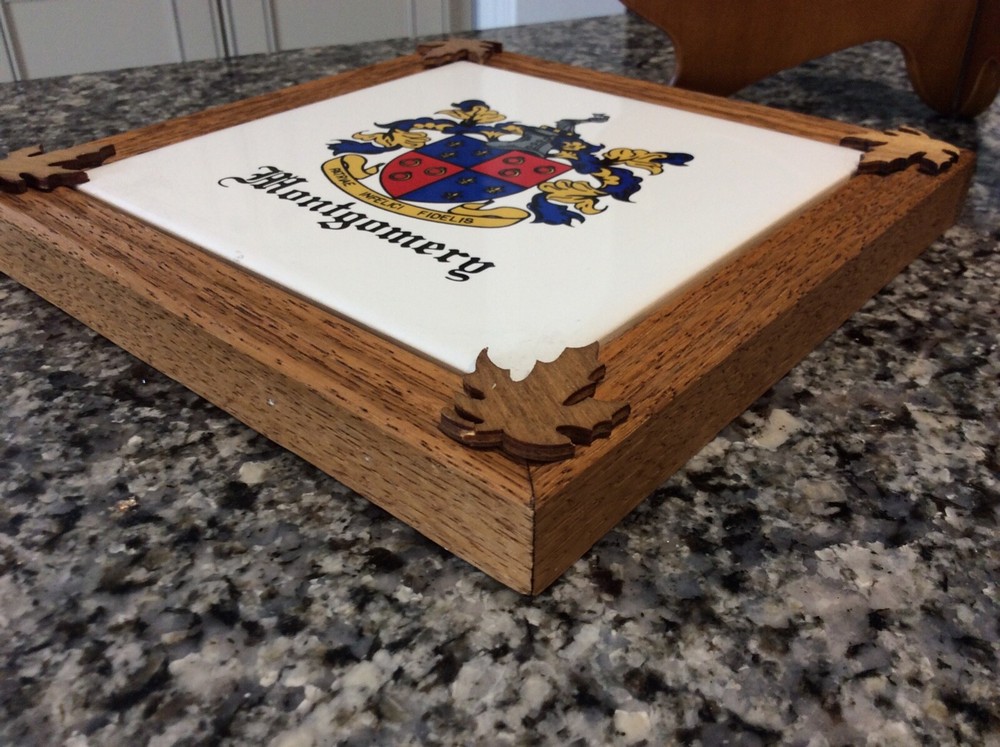 Montgomery clan crest trivet plate framed