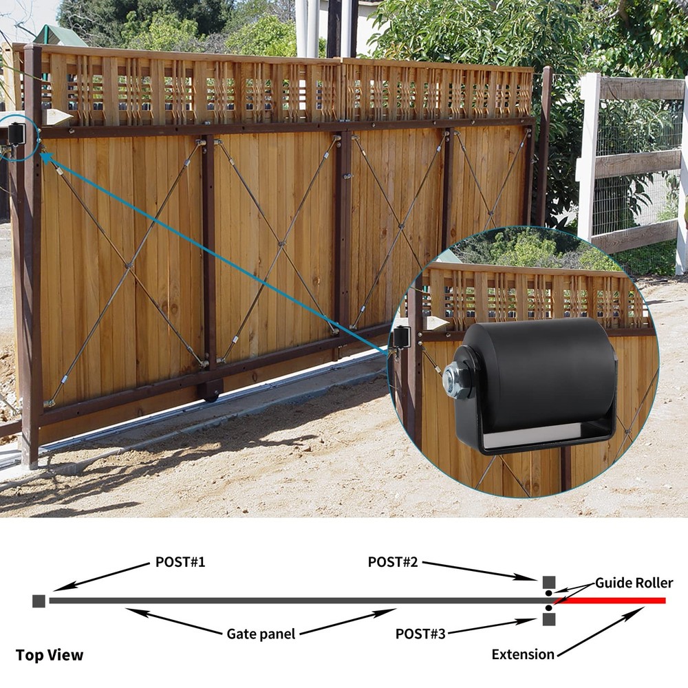 2-Pack 3in Nylon Sliding Gate Roller with C-Bracket Gate Guide Assembly