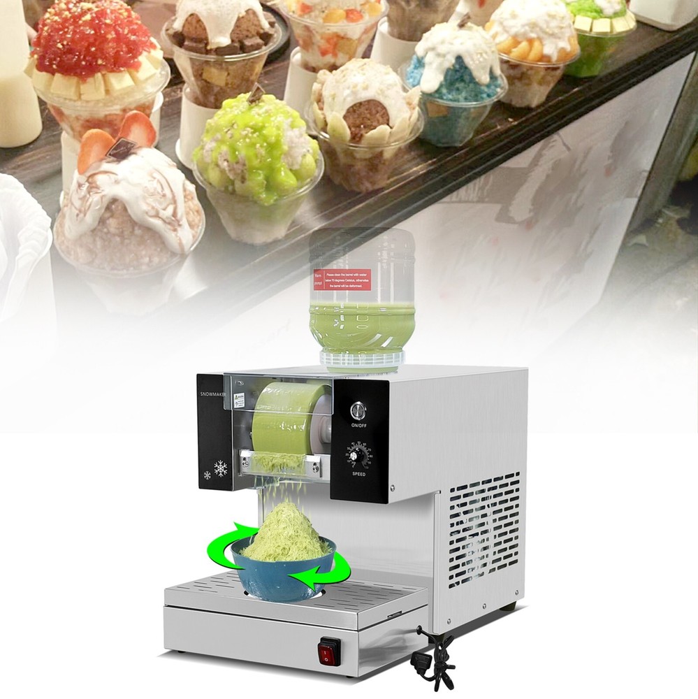 Kolice Automatic Snowflake Ice Machine Shaved Ice 374lbs/Day with Rotatable Base