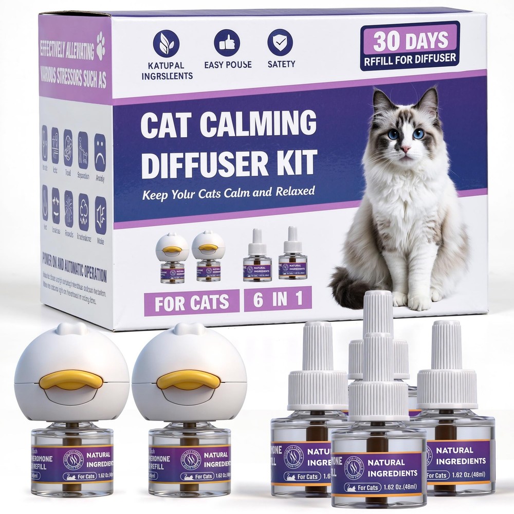 Cat Calming Pheromone Diffuser, Cat Anxiety Relief Diffuser Plug in Calmer wi...