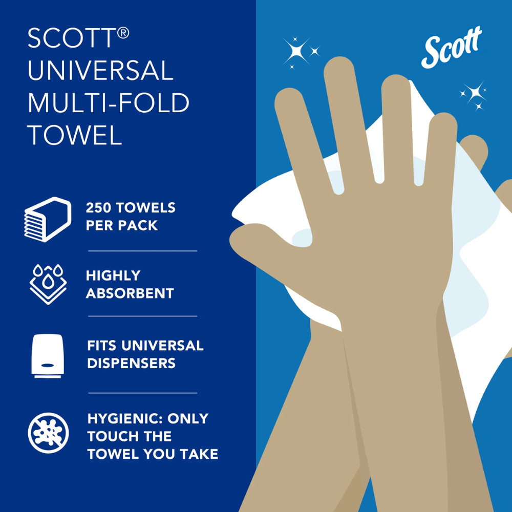 Scott Essential C-Fold Paper Towels, Fast-Dry Absorbency Pockets, 16 Pack, White
