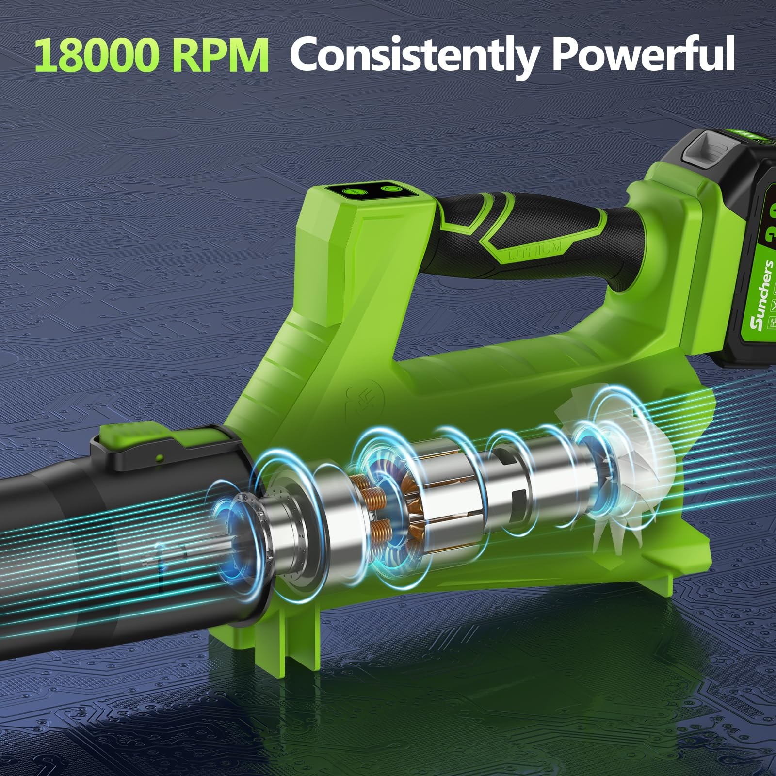 Leaf Blower Cordless with 2 x 3.0Ah Battery and Charger, 780CFM 260MPH Electric