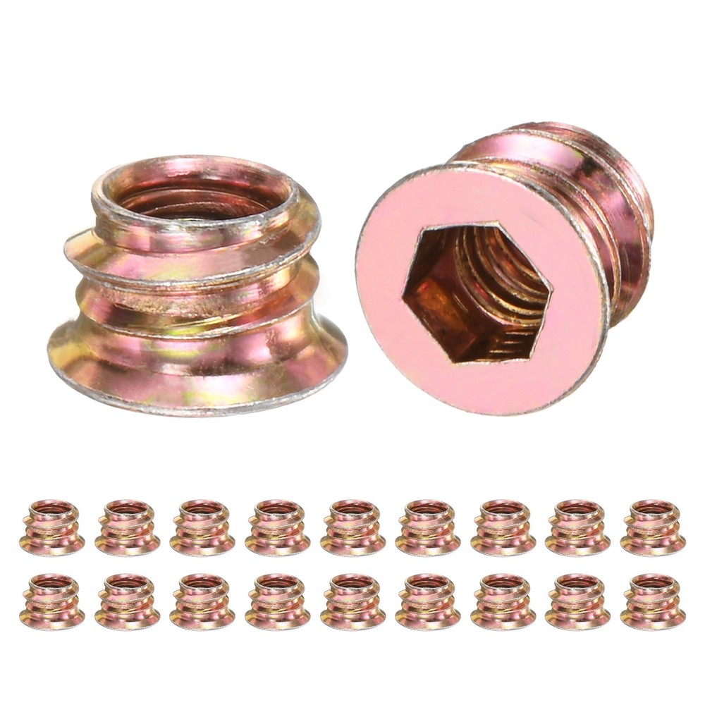 20-Pack Threaded Inserts for Wood, M6x8mm Threaded Insert Nuts [Gold Tone]