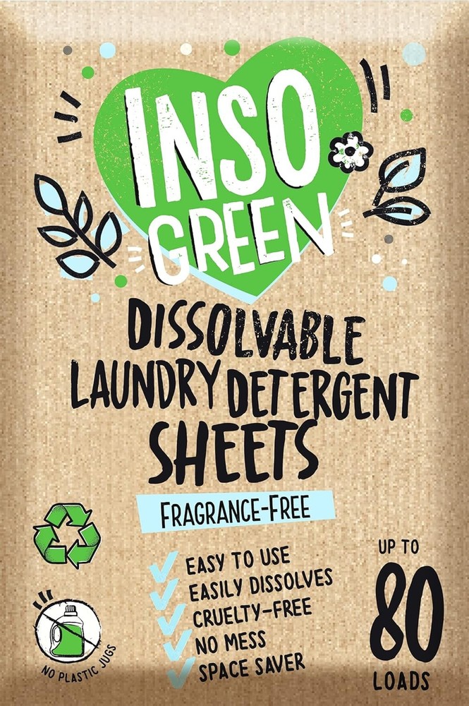 Unscented Laundry Deternt Sheets - 40 Eco Sheets for Up to 80 Loads -