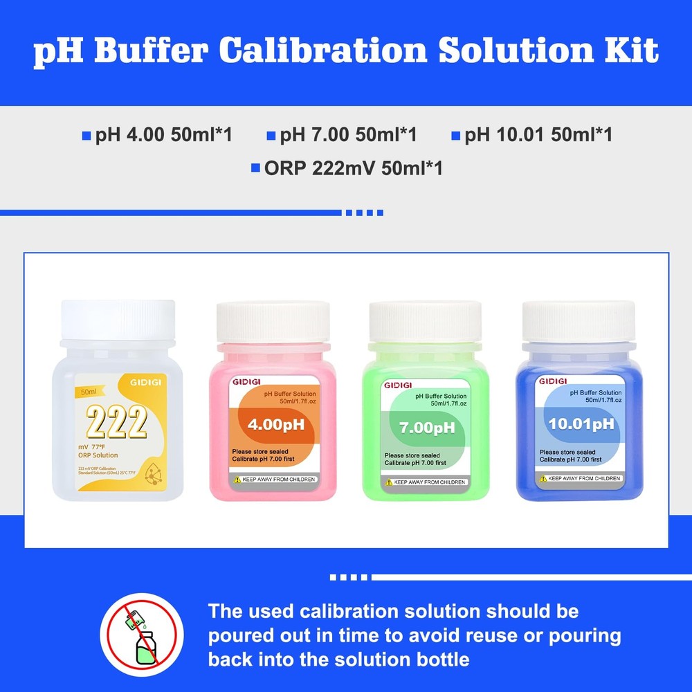 pH ORP Meter Calibration Buffer Solution Kit, Includes 4.00, 7.00 and pH...