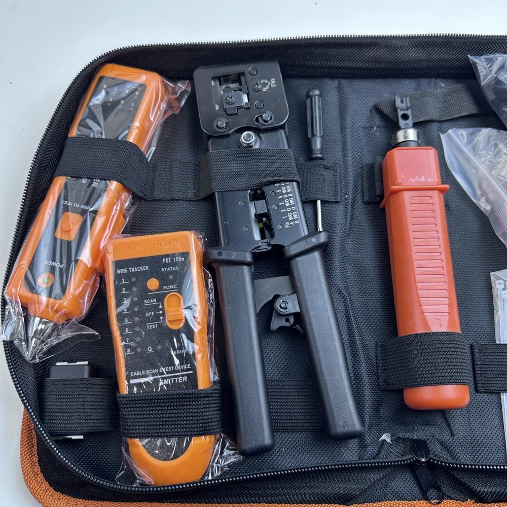 Network Cable Tester Kit RJ45 Crimper Wire Tracker LAN Ethernet Tool Set