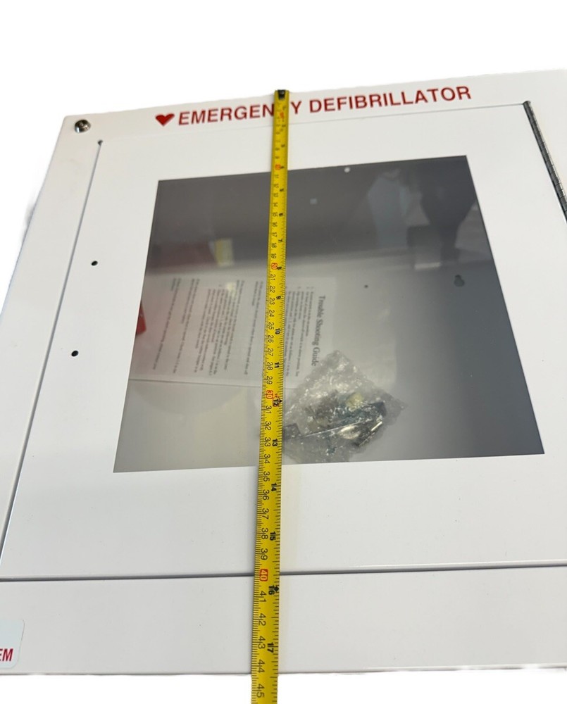 Emergency Defibrillator metal wall cabinet, white