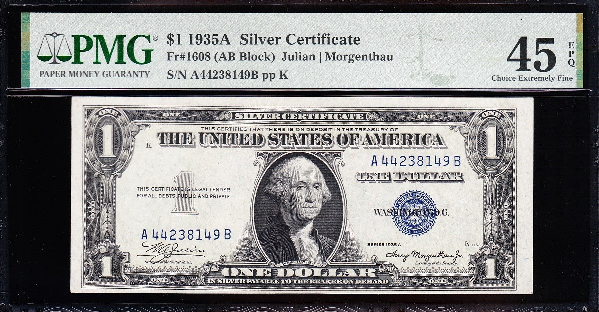 Amazing Crisp HIGH GRADE 1935 A $1 Silver Certificate! PMG 45 EPQ! FREE SHIPPING