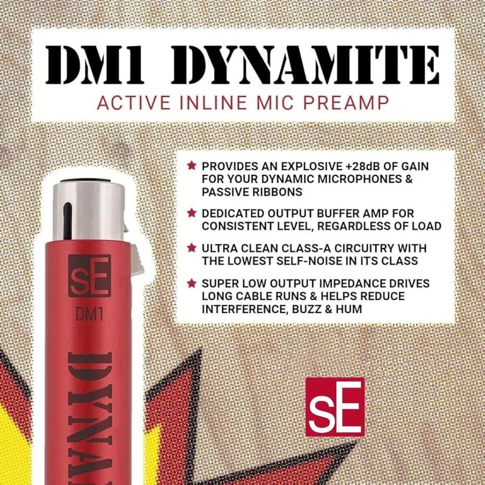 DM1 Dynamite Ultra-Slim Inline Microphone Preamp for Ribbon & Dynamic Microph...