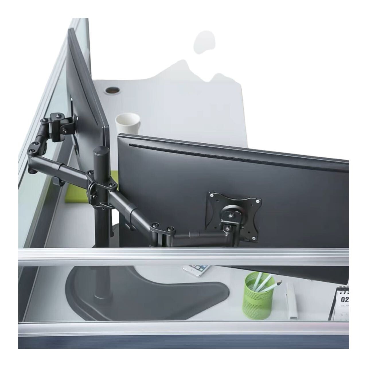 Dual 22" Large LENOVO LCD Widescreen Monitor 1080p FHD W/ Stand cables VGA DVI