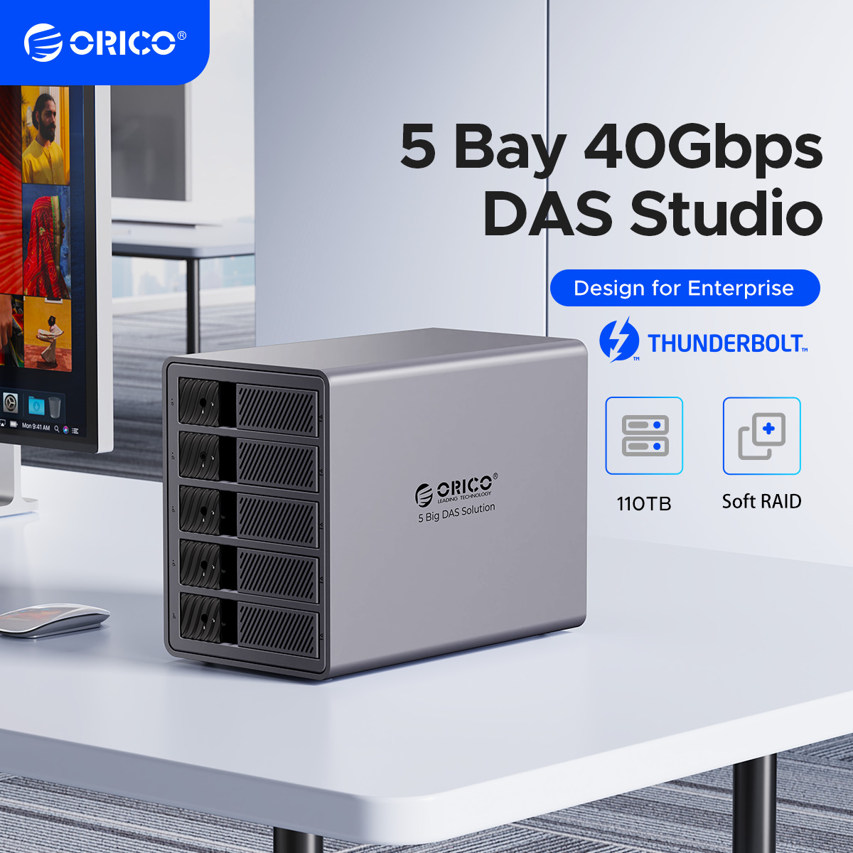 ORICO 5 Bay Hard Drive Enclosure DAS Solution Series USB3.0 110TB HDD Alu Fan