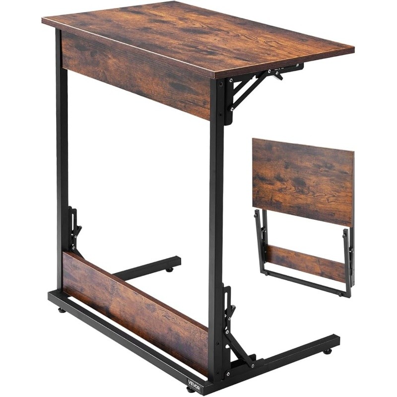 C Shaped Foldable Side Table Space Saving Laptop Stand Easy Assembly Home Use