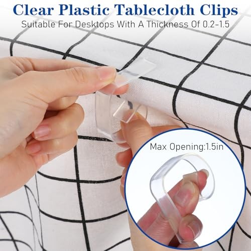 150PCS Transparent Clear Tablecloths Clips Bulk, Plastic Table Cloth Clips