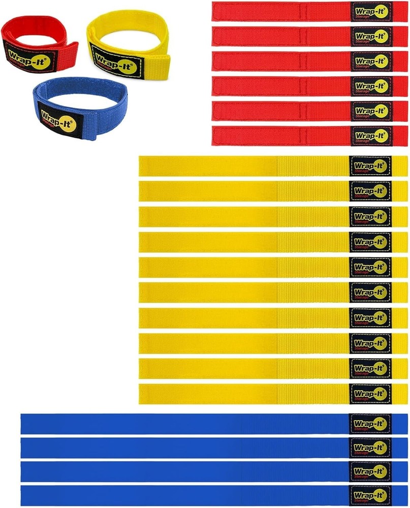 20-Pack Assorted Hook and Loop Straps for Cables, Hoses and Organization