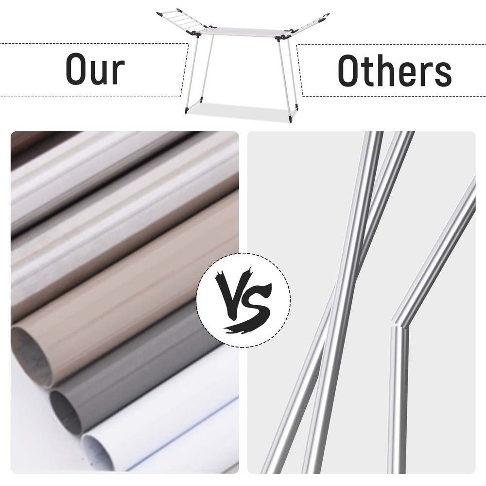 Clothes Drying Rack, Gullwing Laundry Rack, Collapsible, Space-Saving Laundry...