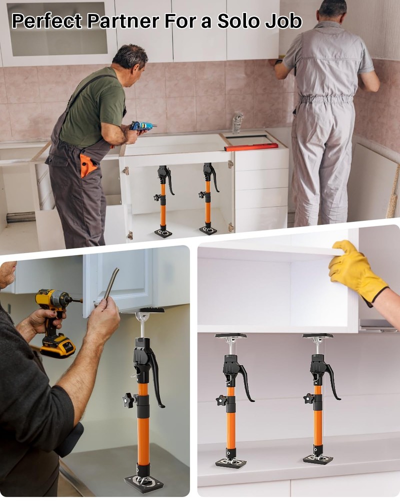 Cabinet Jack Support Pole, 15.8" - 23.6 inches Third Hand Tools Adjustable Su...