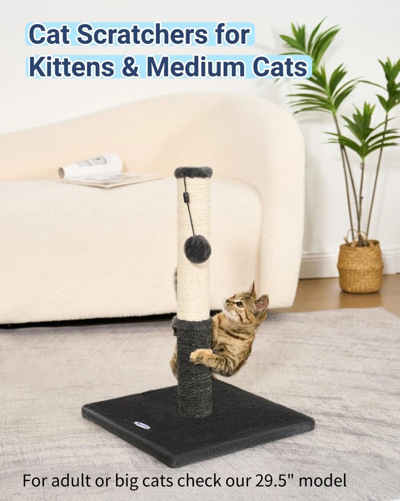 Cat Scratching Post Indoor Sisal Carpet Stable Kitten Replaceable Toy Gray