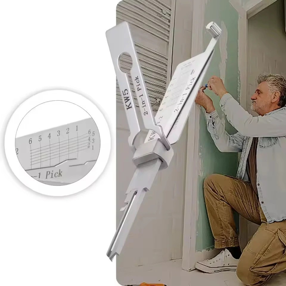 SS001 Key Decoder Stainless Steel Lock Key Precision Hook Pick Set Maintenance