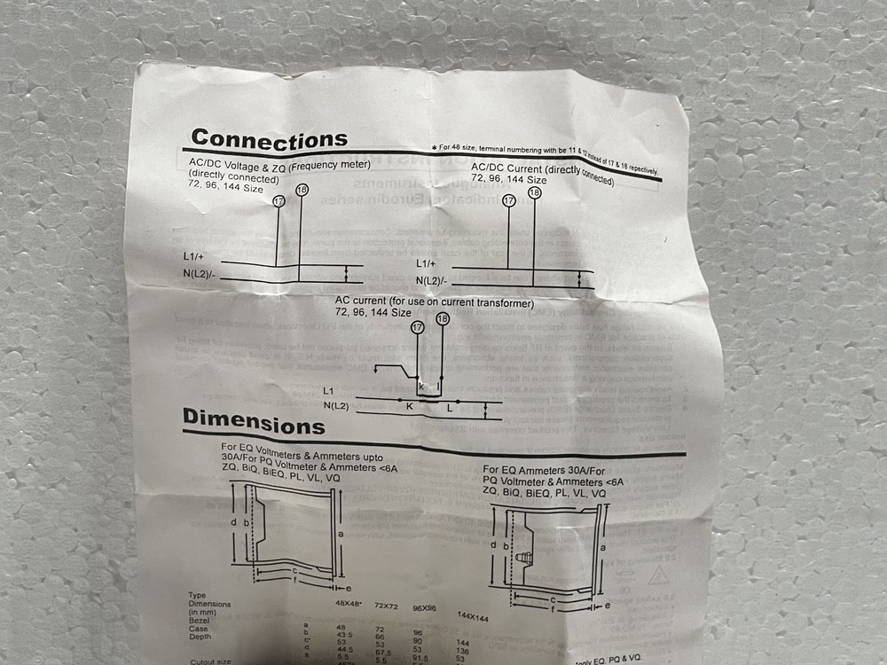 Crompton E242-75AG-SPEC DIN Standard Panel Meters 0/100A