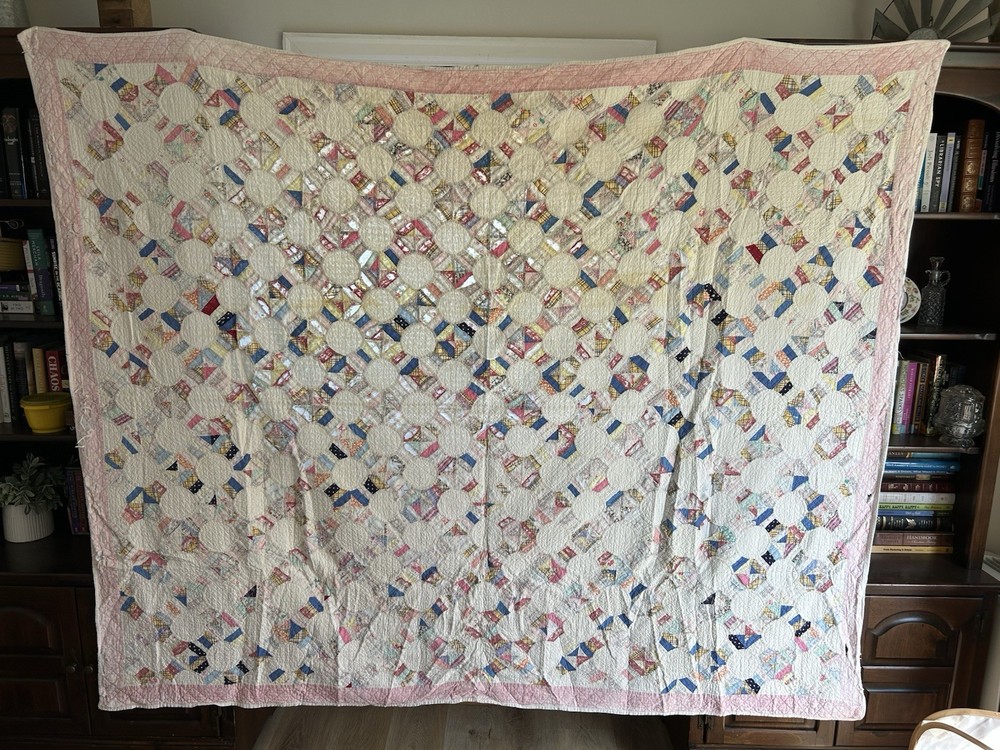 Vintage Handmade Patchwork Snowball Quilt