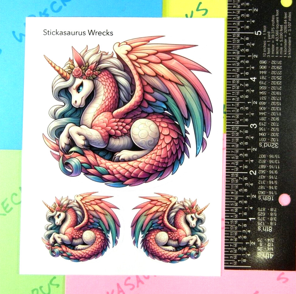 Unicorn Dragon Sticker Sheet Style 1
