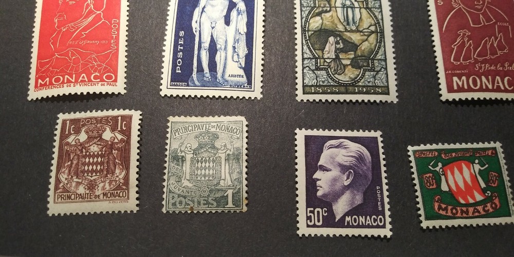 Monaco Postage - 19 Mint stamps - very nice condition - some previously hinged 