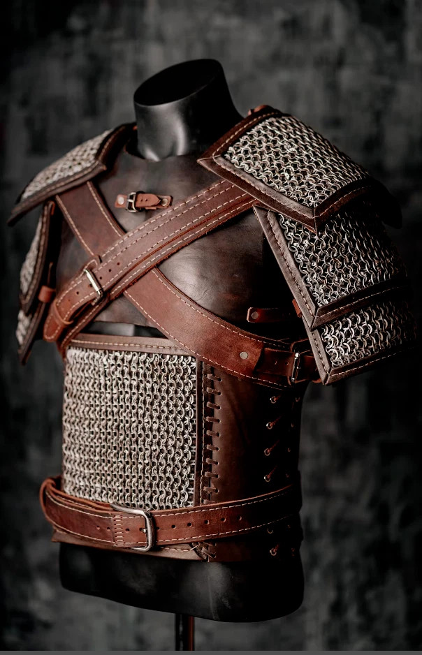 The Witcher Geralt of Rivia Cosplay Costume Leather Armor Chainmail Pauldron