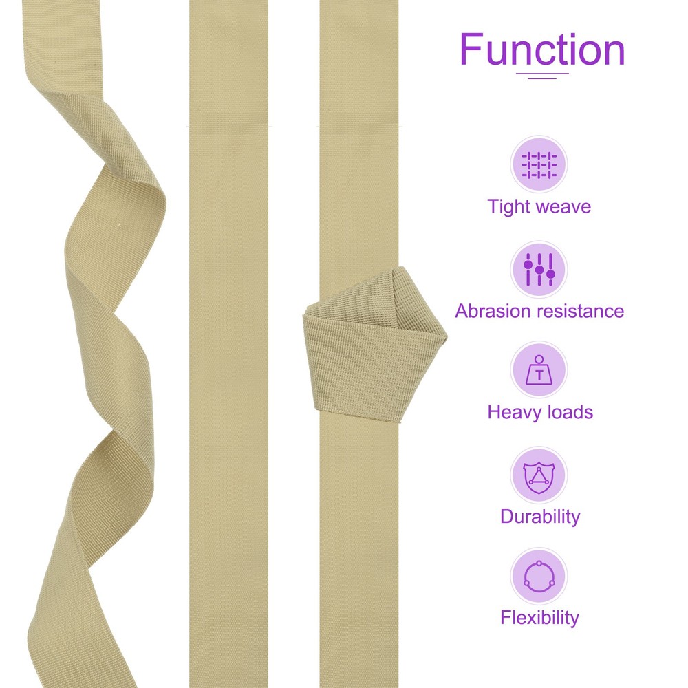 50 Yard x 3/4 inch Width Nylon Webbing Strap Poly Flat Webbing Strapping Khaki