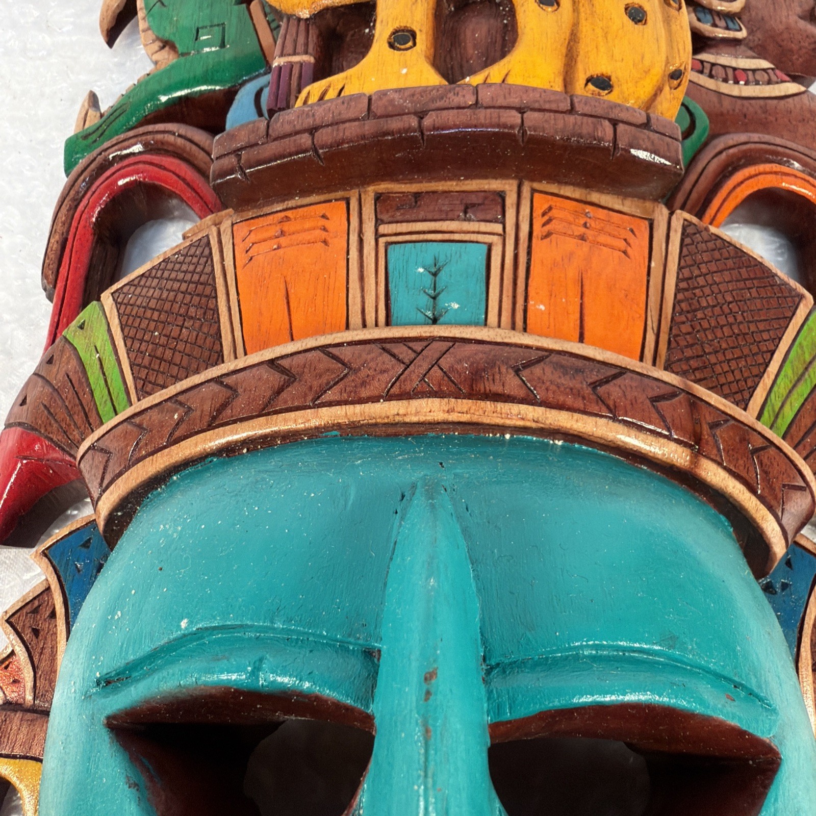 Hand-Carved Wooden Mayan Mask From Mexico